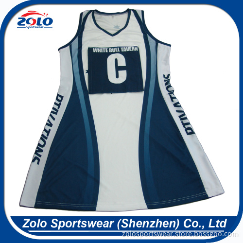 2017 New design custom made sublimation netball jersey